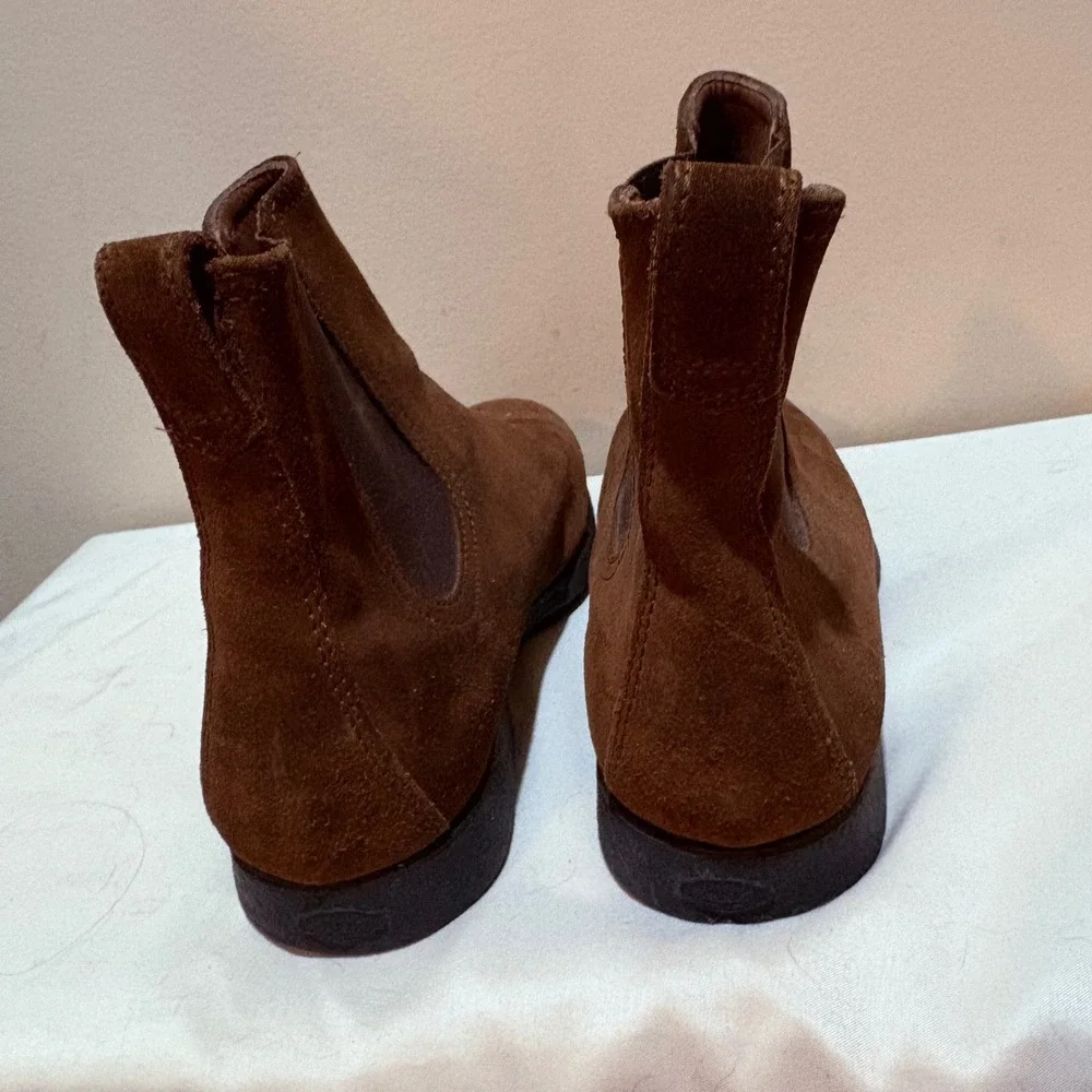 Tods Brown Suede Chelsea Boots Mens 6.5‎ Italian Leather Ankle Boots Round Toe